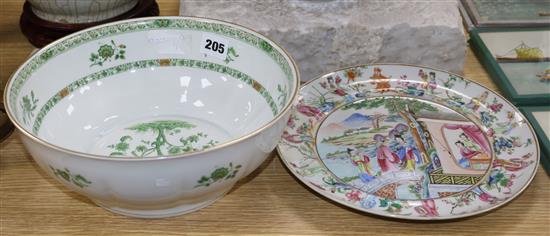 A Chinese famille rose plate and a Limoges bowl each 10in.